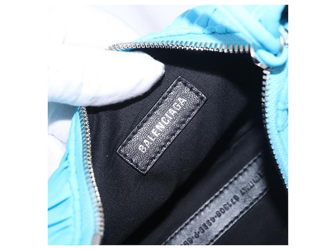 BALENCIAGA Le Cagolel Mini Hand Bag Leather Blue 671309 Auth 184859M Azul - vista 17