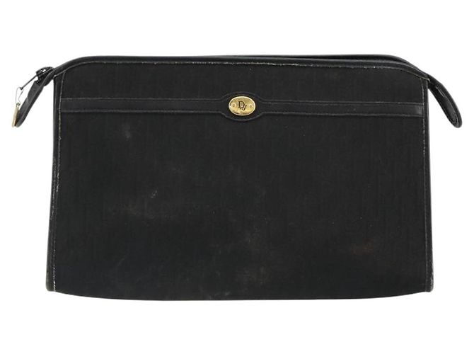 Clutch Christian Dior Trotter Canvas Black Gold Auth 185202 Nero D'oro - vista 13