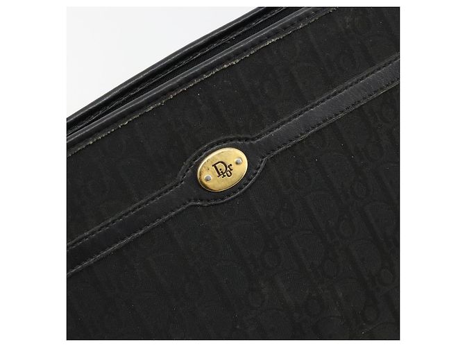 Clutch Christian Dior Trotter Canvas Black Gold Auth 185202 Nero D'oro - vista 17