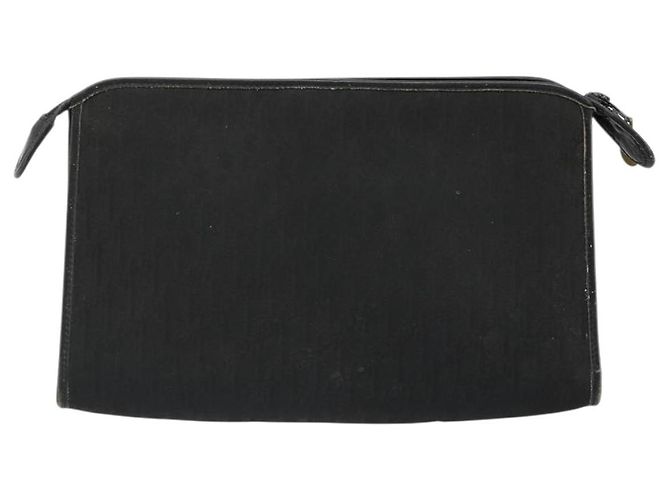 Clutch Christian Dior Trotter Canvas Black Gold Auth 185202 Nero D'oro - vista 2