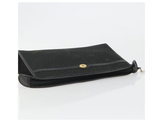 Clutch Christian Dior Trotter Canvas Black Gold Auth 185202 Nero D'oro - vista 5