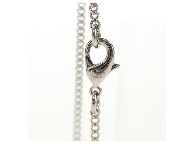 Collana CHANEL COCO Mark Cat in metallo Argento CC Autentica 184248M - vista 10