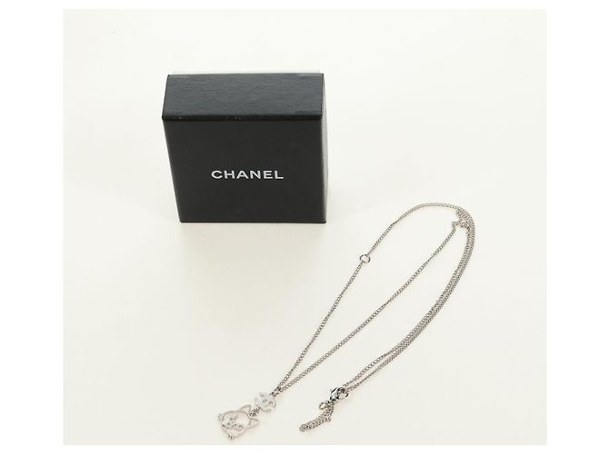 Collana CHANEL COCO Mark Cat in metallo Argento CC Autentica 184248M - vista 11