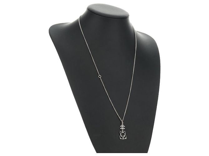 Collana CHANEL COCO Mark Cat in metallo Argento CC Autentica 184248M - vista 12
