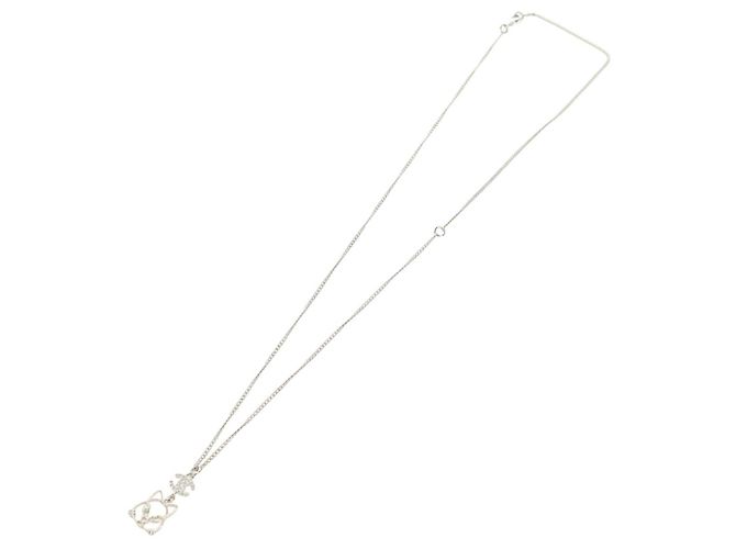 Collana CHANEL COCO Mark Cat in metallo Argento CC Autentica 184248M - vista 2