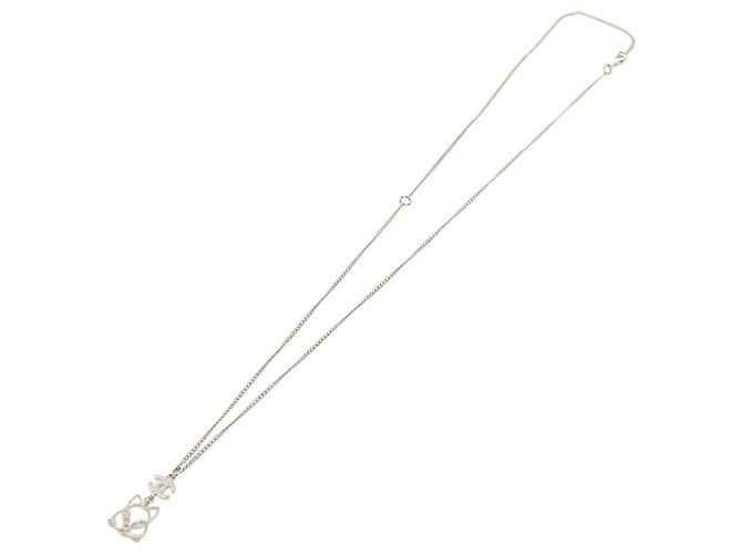 Collana CHANEL COCO Mark Cat in metallo Argento CC Autentica 184248M - vista 6