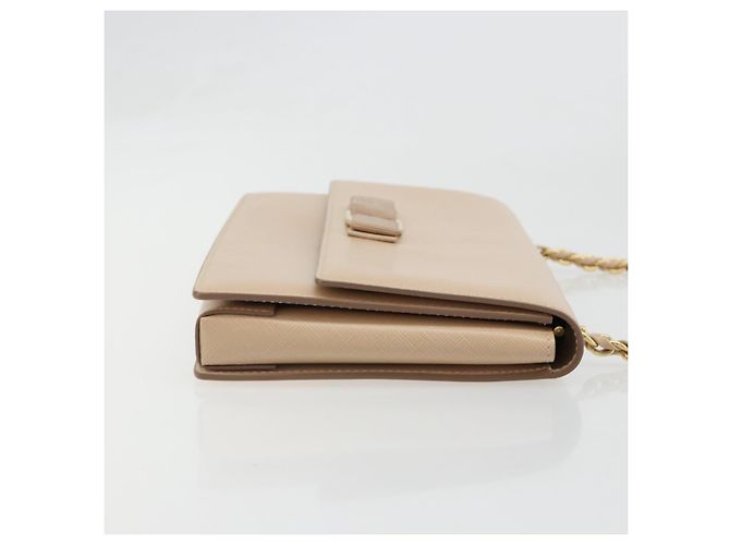 Borsa a tracolla con catena Salvatore Ferragamo in pelle beige oro Auth ki6669V - vista 3