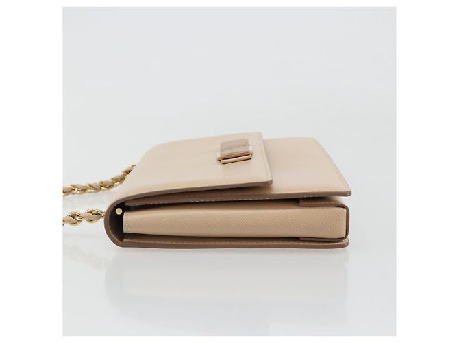 Borsa a tracolla con catena Salvatore Ferragamo in pelle beige oro Auth ki6669V - vista 4