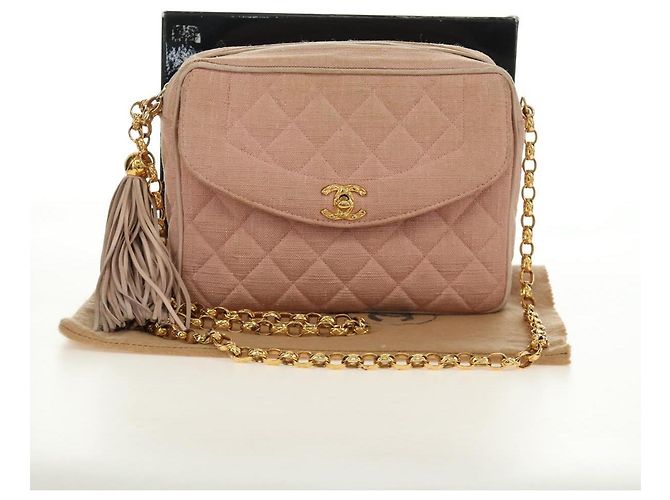 CHANEL Matelasse Chain Shoulder Bag Canvas Pink Gold CC Auth 183065M Rosa D'oro - vista 12