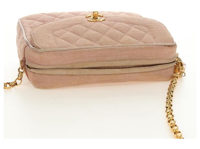 CHANEL Matelasse Chain Shoulder Bag Canvas Pink Gold CC Auth 183065M Rosa D'oro - vista 14