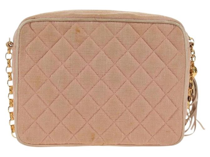CHANEL Matelasse Chain Shoulder Bag Canvas Pink Gold CC Auth 183065M Rosa D'oro - vista 2