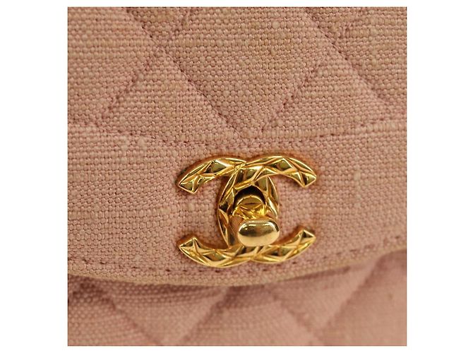 CHANEL Matelasse Chain Shoulder Bag Canvas Pink Gold CC Auth 183065M Rosa D'oro - vista 20