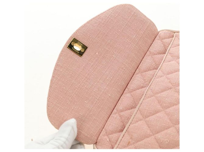 CHANEL Matelasse Chain Shoulder Bag Canvas Pink Gold CC Auth 183065M Rosa D'oro - vista 21
