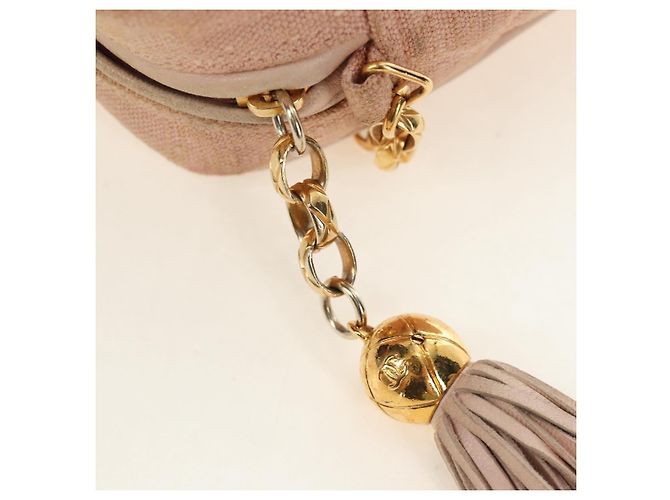 CHANEL Matelasse Chain Shoulder Bag Canvas Pink Gold CC Auth 183065M Rosa D'oro - vista 26