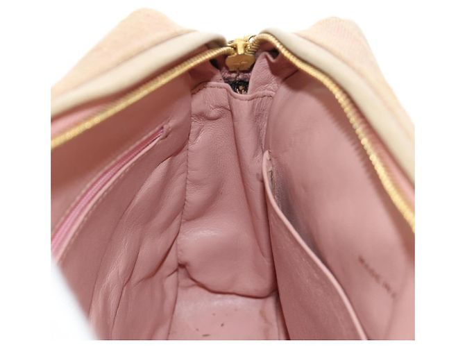 CHANEL Matelasse Chain Shoulder Bag Canvas Pink Gold CC Auth 183065M Rosa D'oro - vista 28
