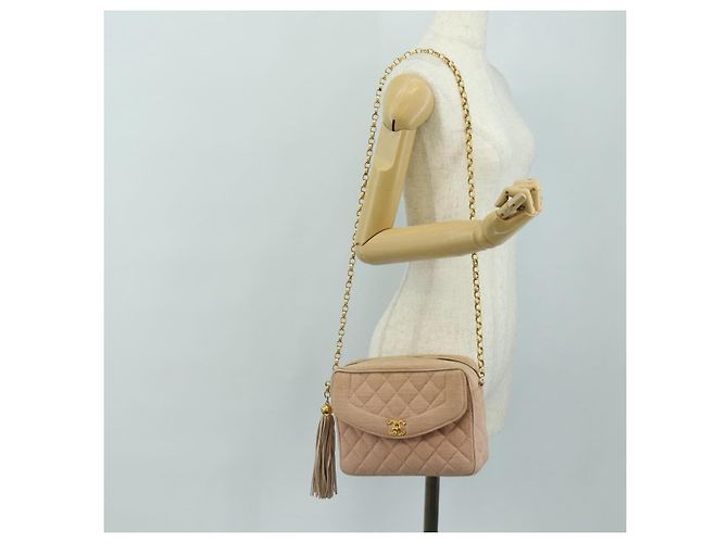 CHANEL Matelasse Chain Shoulder Bag Canvas Pink Gold CC Auth 183065M Rosa D'oro - vista 33