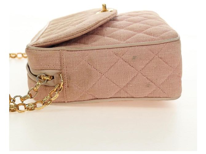 CHANEL Matelasse Chain Shoulder Bag Canvas Pink Gold CC Auth 183065M Rosa D'oro - vista 4