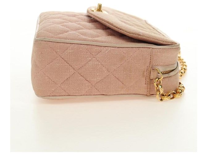 CHANEL Matelasse Chain Shoulder Bag Canvas Pink Gold CC Auth 183065M Rosa D'oro - vista 6