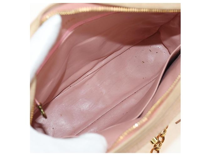 CHANEL Matelasse Chain Shoulder Bag Canvas Pink Gold CC Auth 183065M Rosa D'oro - vista 9