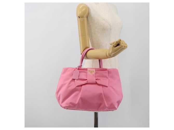 Borsa PRADA Nylon Rosa Oro Auth ka4702A D'oro - vista 24