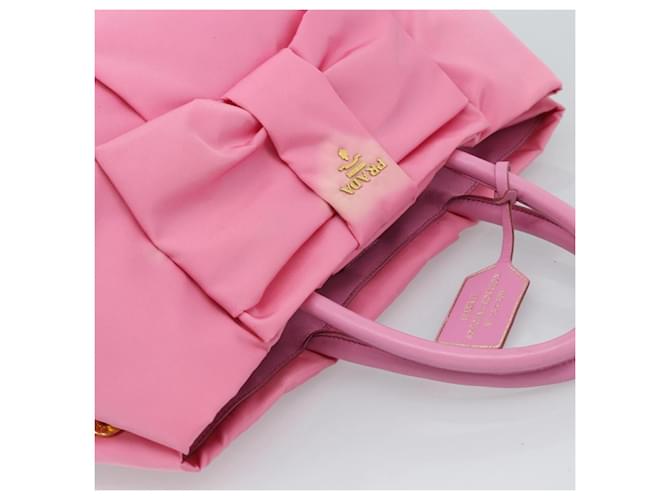 Borsa PRADA Nylon Rosa Oro Auth ka4702A D'oro - vista 6