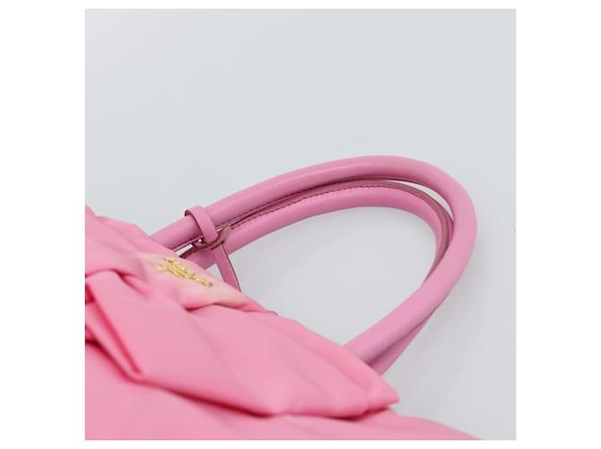 Borsa PRADA Nylon Rosa Oro Auth ka4702A D'oro - vista 8