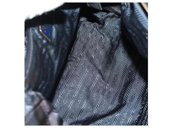 Borsa Tote con Catena PRADA Nylon 2 Set Navy Black Auth am11754 Nero Blu navy - vista 10