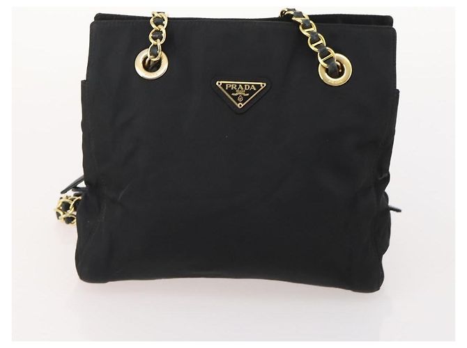 Borsa Tote con Catena PRADA Nylon 2 Set Navy Black Auth am11754 Nero Blu navy - vista 11