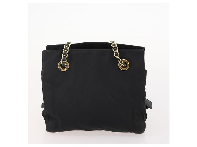 Borsa Tote con Catena PRADA Nylon 2 Set Navy Black Auth am11754 Nero Blu navy - vista 12