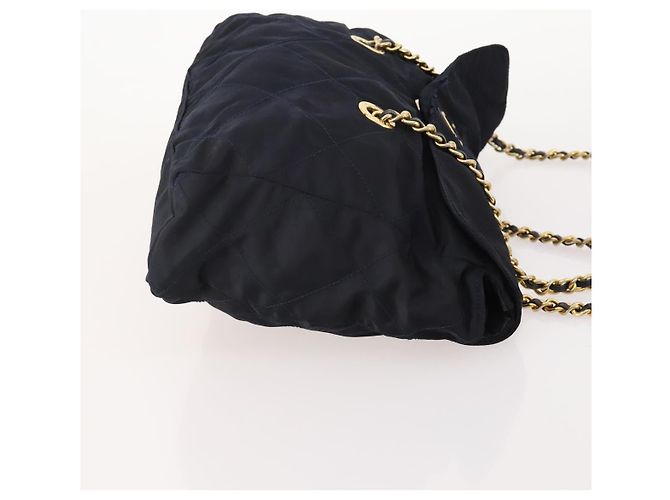 Borsa Tote con Catena PRADA Nylon 2 Set Navy Black Auth am11754 Nero Blu navy - vista 4