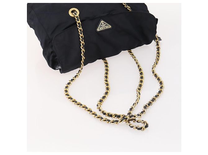 Borsa Tote con Catena PRADA Nylon 2 Set Navy Black Auth am11754 Nero Blu navy - vista 5