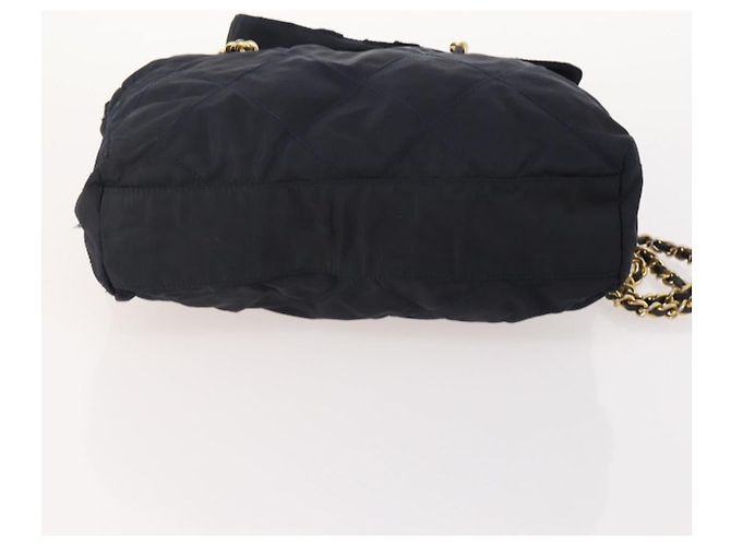 Borsa Tote con Catena PRADA Nylon 2 Set Navy Black Auth am11754 Nero Blu navy - vista 7