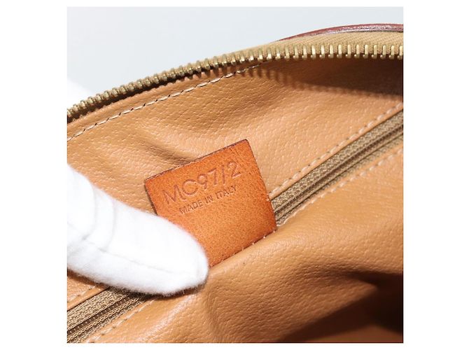 Céline Borsa CELINE Macadam Canvas PVC Pelle Marrone Oro Autentica 185260A D'oro - vista 12
