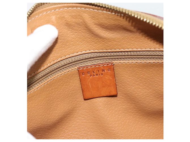 Céline Borsa CELINE Macadam Canvas PVC Pelle Marrone Oro Autentica 185260A D'oro - vista 18