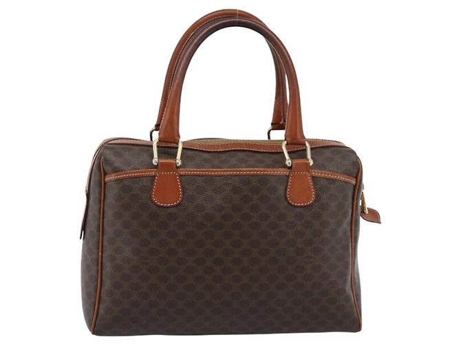 Céline Borsa CELINE Macadam Canvas PVC Pelle Marrone Oro Autentica 185260A D'oro - vista 2