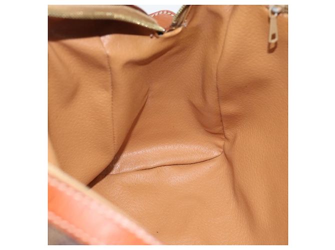 Céline Borsa CELINE Macadam Canvas PVC Pelle Marrone Oro Autentica 185260A D'oro - vista 20