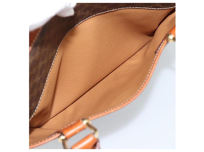 Céline Borsa CELINE Macadam Canvas PVC Pelle Marrone Oro Autentica 185260A D'oro - vista 22