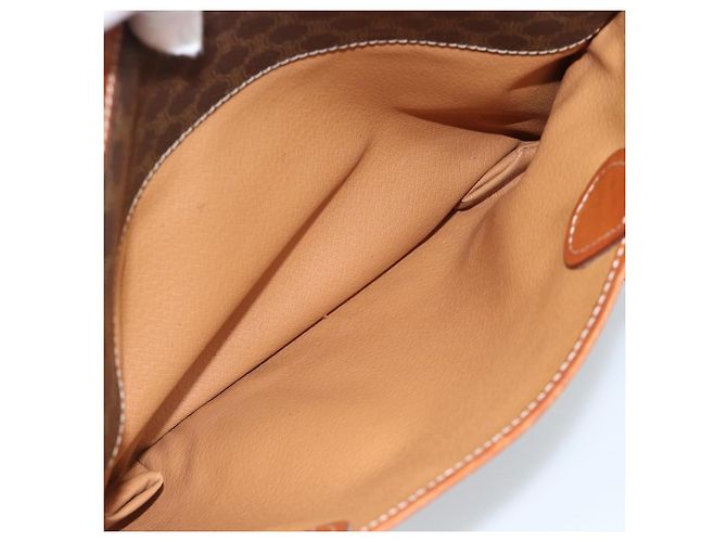Céline Borsa CELINE Macadam Canvas PVC Pelle Marrone Oro Autentica 185260A D'oro - vista 23