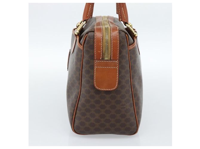 Céline Borsa CELINE Macadam Canvas PVC Pelle Marrone Oro Autentica 185260A D'oro - vista 4