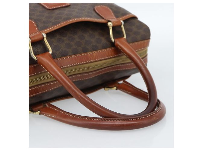 Céline Borsa CELINE Macadam Canvas PVC Pelle Marrone Oro Autentica 185260A D'oro - vista 7