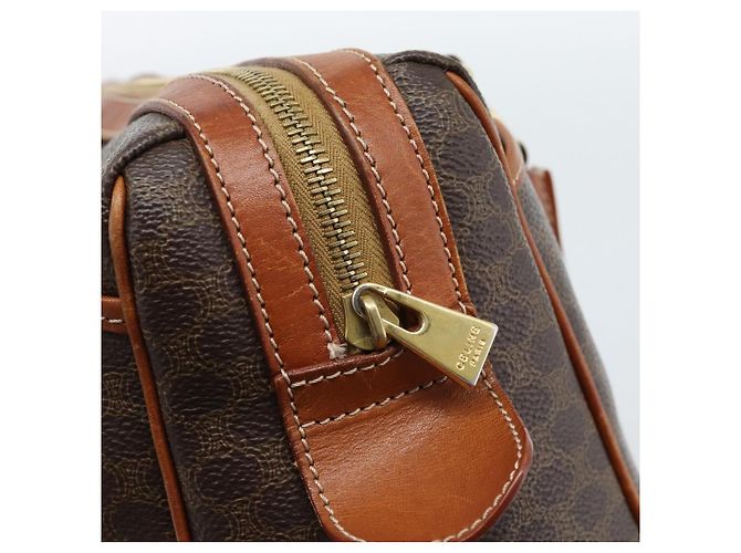 Céline Borsa CELINE Macadam Canvas PVC Pelle Marrone Oro Autentica 185260A D'oro - vista 9