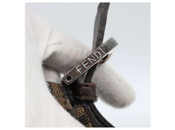 FENDI Zucca Canvas Mamma Baguette Shoulder Bag Black Brown Auth 185374V Marrone Nero - vista 10