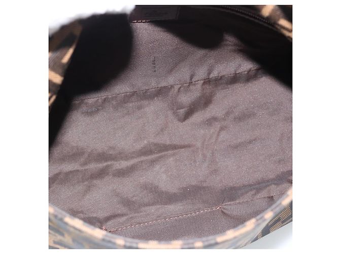 FENDI Zucca Canvas Mamma Baguette Shoulder Bag Black Brown Auth 185374V Marrone Nero - vista 11