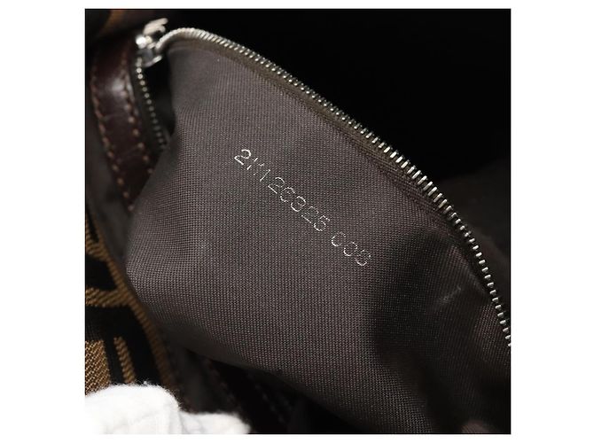 FENDI Zucca Canvas Mamma Baguette Shoulder Bag Black Brown Auth 185374V Marrone Nero - vista 12