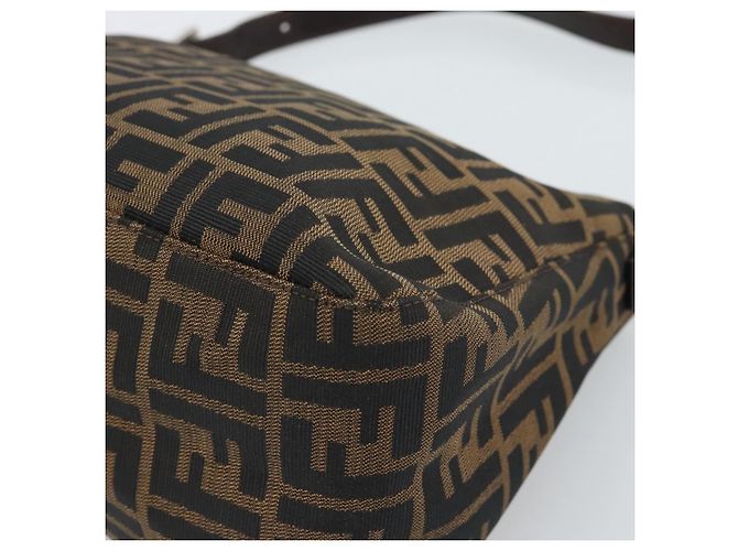 FENDI Zucca Canvas Mamma Baguette Shoulder Bag Black Brown Auth 185374V Marrone Nero - vista 15