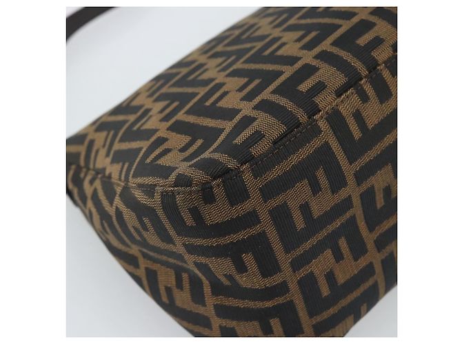 FENDI Zucca Canvas Mamma Baguette Shoulder Bag Black Brown Auth 185374V Marrone Nero - vista 16