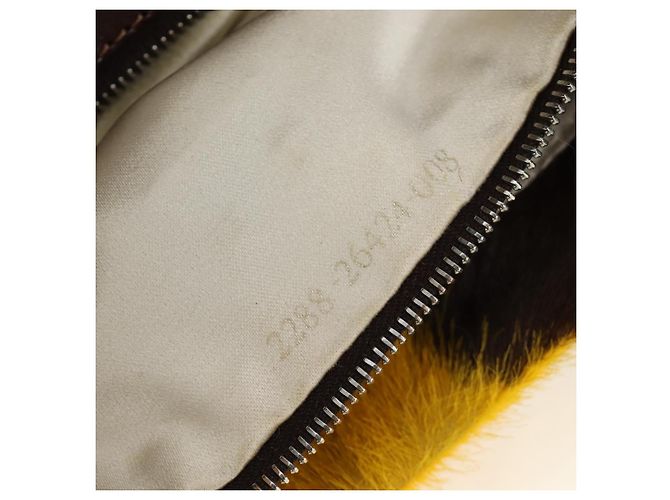 Borsa a tracolla FENDI Mamma Baguette in pelle Harako Giallo Argento Auth 184727SAV - vista 11