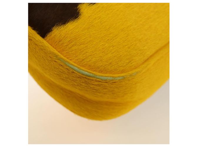 Borsa a tracolla FENDI Mamma Baguette in pelle Harako Giallo Argento Auth 184727SAV - vista 17