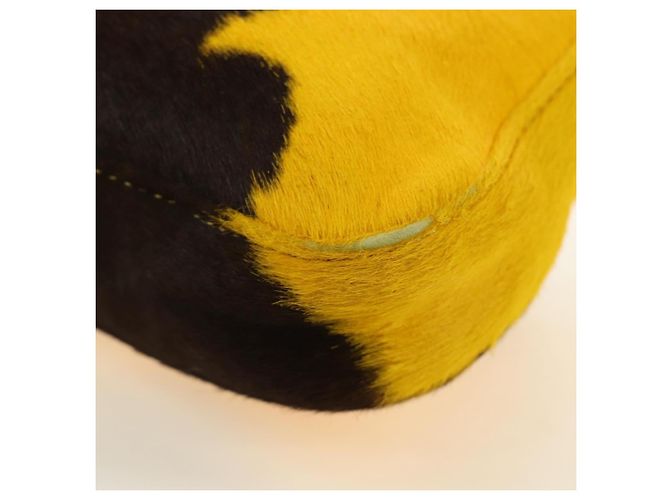 Borsa a tracolla FENDI Mamma Baguette in pelle Harako Giallo Argento Auth 184727SAV - vista 18