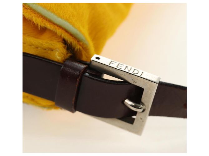 Borsa a tracolla FENDI Mamma Baguette in pelle Harako Giallo Argento Auth 184727SAV - vista 8